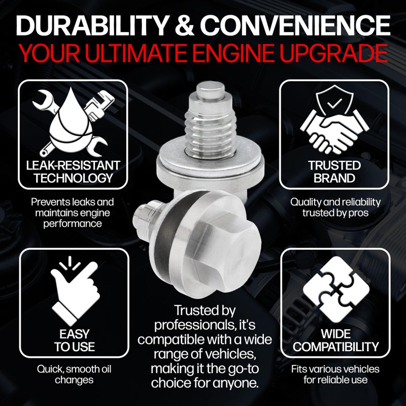 Votex - Made in USA - M12 X 1.75 Magnetic Engine Oil Drain Plug fits Buick, Chevrolet, Cadillac, Ford, GMC, and More - Stainless Steel - Part Number DP002 - Image 4